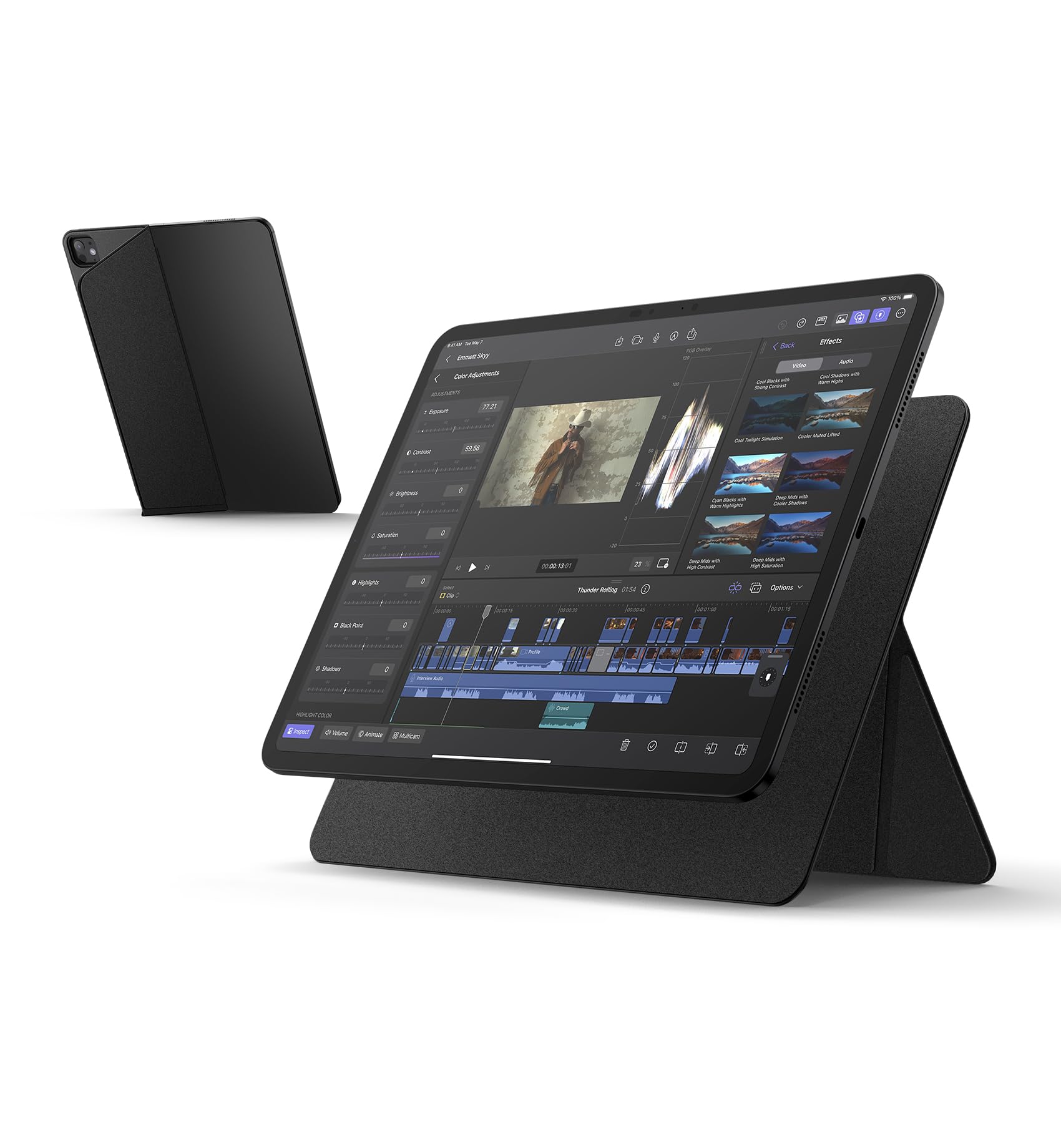 Photo 1 of SURITCH for iPad Stand Holder for iPad Pro 11-inch (M4) 2024, Slim Adjustable Tablet Stand, Lightweight Portable, Support Portrait & Landscape, Magnetic Tablet Holder for iPad Pro 11" (M4)-Black