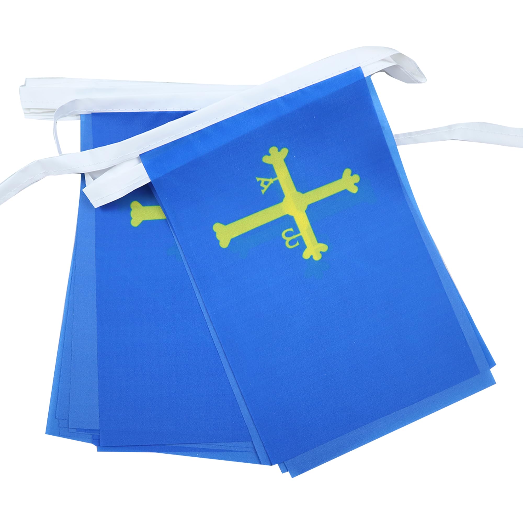 AZ FLAG Asturias Bunting Flag, 20 Ft Garland 20 Small Spanish region of Principado de Asturias Flags 8'' x 6'', 100% Polyester String Pennant, 6 meters