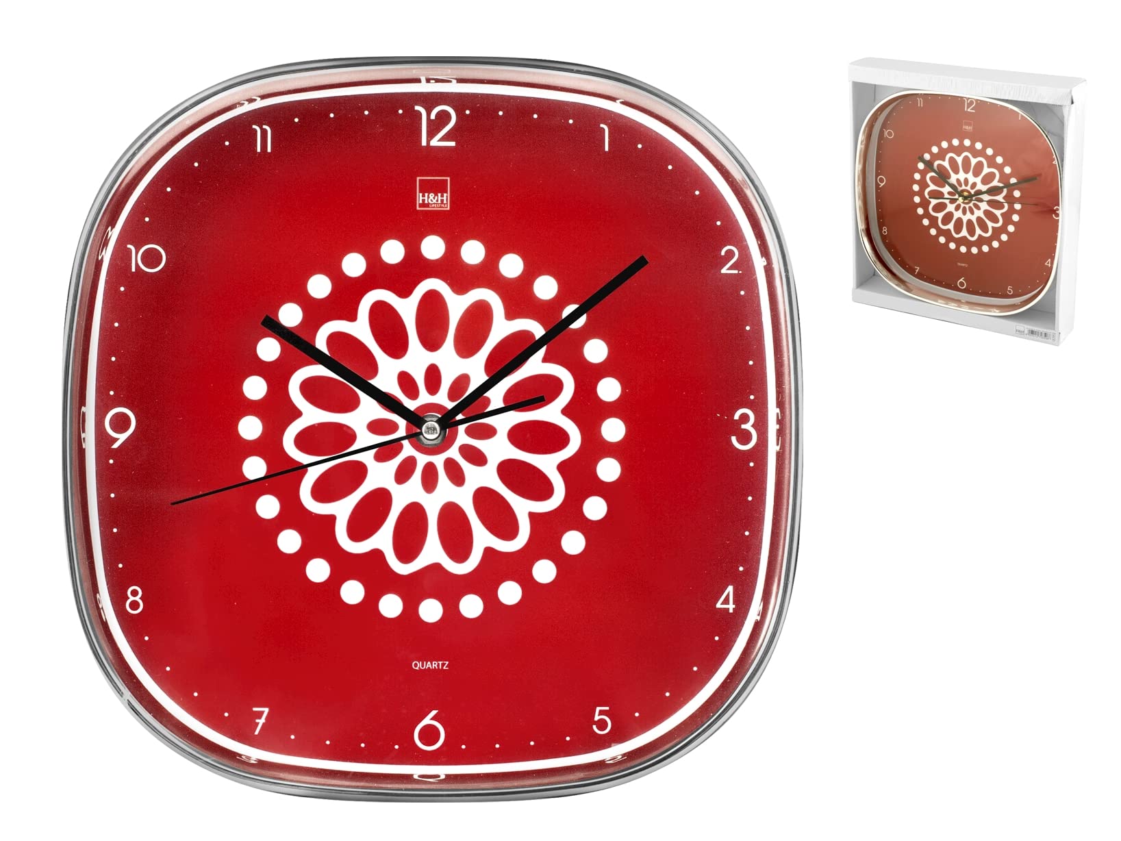 H&H Ellen 8056 Wall Clock 30 x 30 x 5 cm Red