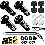 Aootf Anti Theft License Plate Screws- Black Screws for Locking Car Tag, Frame and Cover, Mounting Hardware Kit for Front/Rea