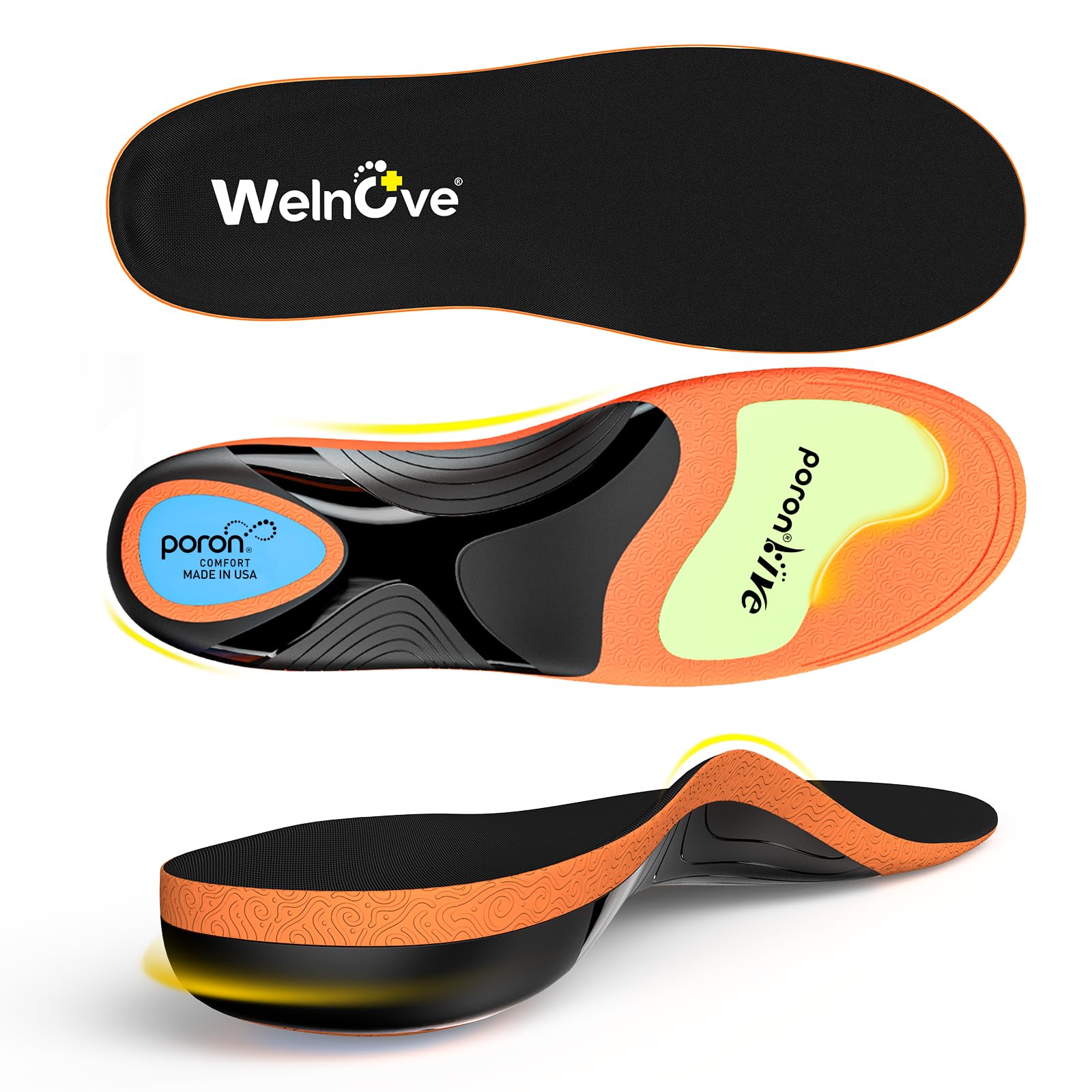 Photo 1 of Work Boot Insoles Plantar Fasciitis - Welnove Heavy Duty Inserts for Pain Fatigue Relief, Standing All Day - High Arch Support Shoe Insoles Orthotic for Flat Feet, Achilles Tendonitis, Men Women (L)
