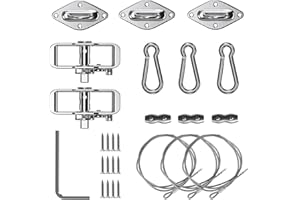 Goleray Sun Shade Sails Hardware Kit, Triangle Shade Sail Installation Kit with 18' Long Stainless Steel Wire for Deck Yard Patio Garden