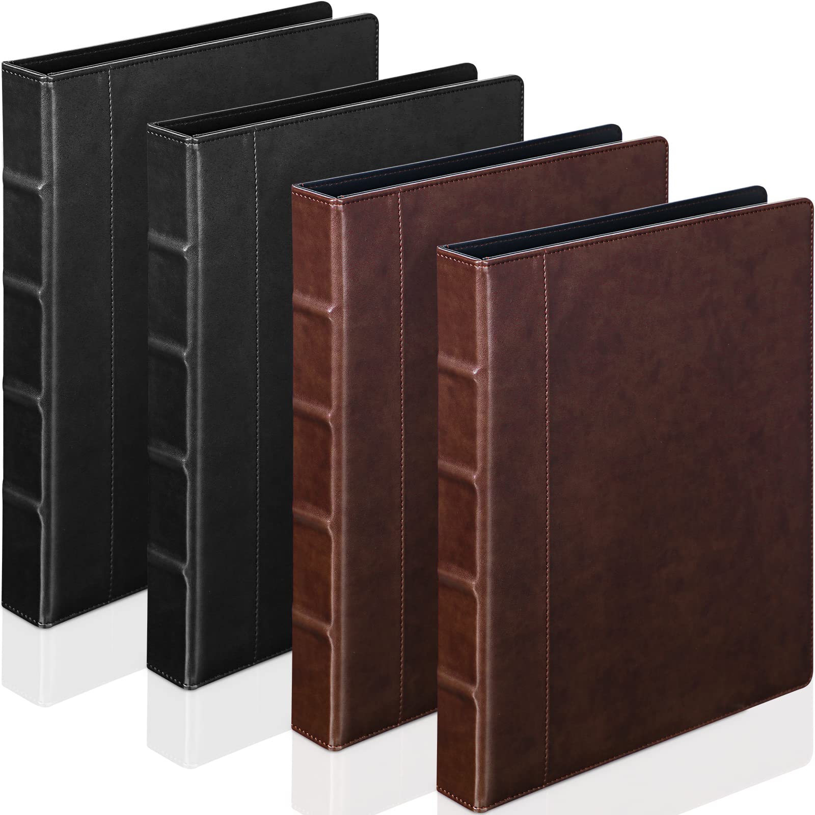 Photo 1 of Yexiya 4 Pcs Vintage Hardback 3 Ring Binder Planner Portfolio Leather Round Ring Binder Organizer Holds 200 Sheets with 2 Inner Pockets, 13 x 10 Inch(1 Inch,Black, Brown)