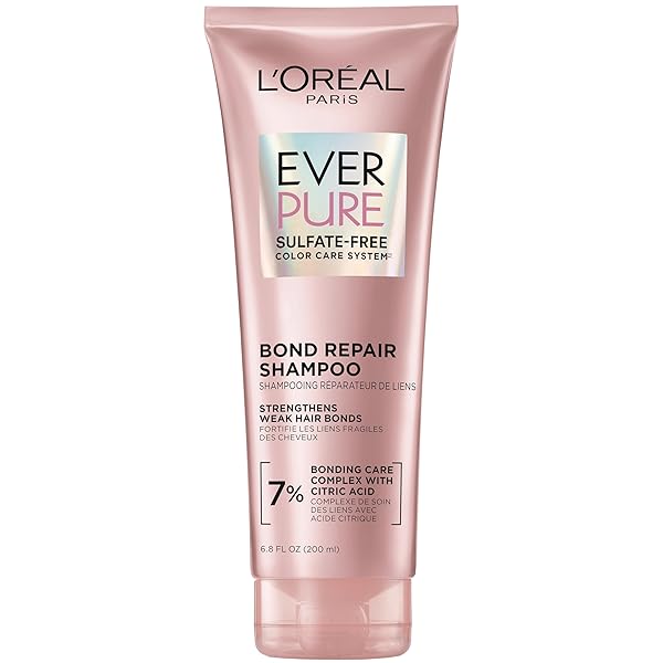 L’OREAL PARIS BONDING SHAMPOO FOR COLOR TREATED HAIR, STRENGTHENS AND REPAIRS WEAK HAIR BONDS, SULFATE FREE & VEGAN HAIR CARE, EVERPURE, 6.8 FL OZ