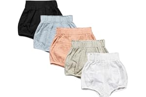 EISHOW 5 Pieces Newborn Boy Girl Diaper Covers Under Dresses Infant Underwear Panty Toddler Baby Shorts for 0-24 Months
