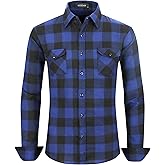 MCEDAR Men’s Plaid Flannel Shirts-Long Sleeve Casual Button Down Slim Fit Outfit for Camp Hanging Out or Work