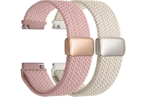 Fullmosa Magnetic Braided Watch Bands - 20mm 22mm Quick Release Replacement Wristband, Stretchy Nylon Solo Loop Compatible with Traditional and Smartwatches for Men Women