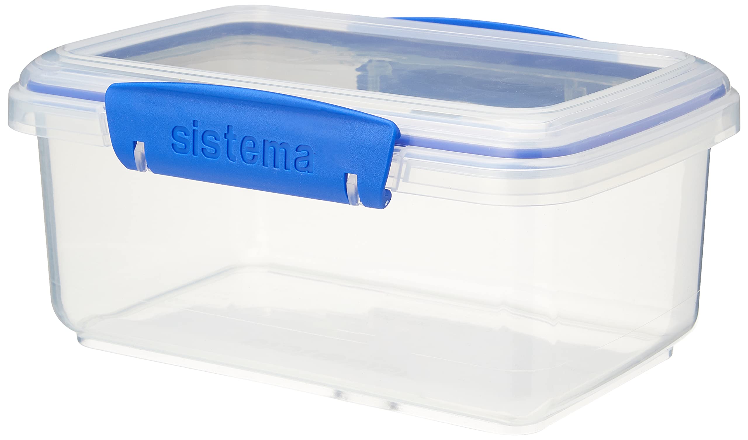 Photo 1 of Sistema KLIP IT Rectangular Collection Food Storage Container, 33.8 oz./1 L, Clear/Blue
