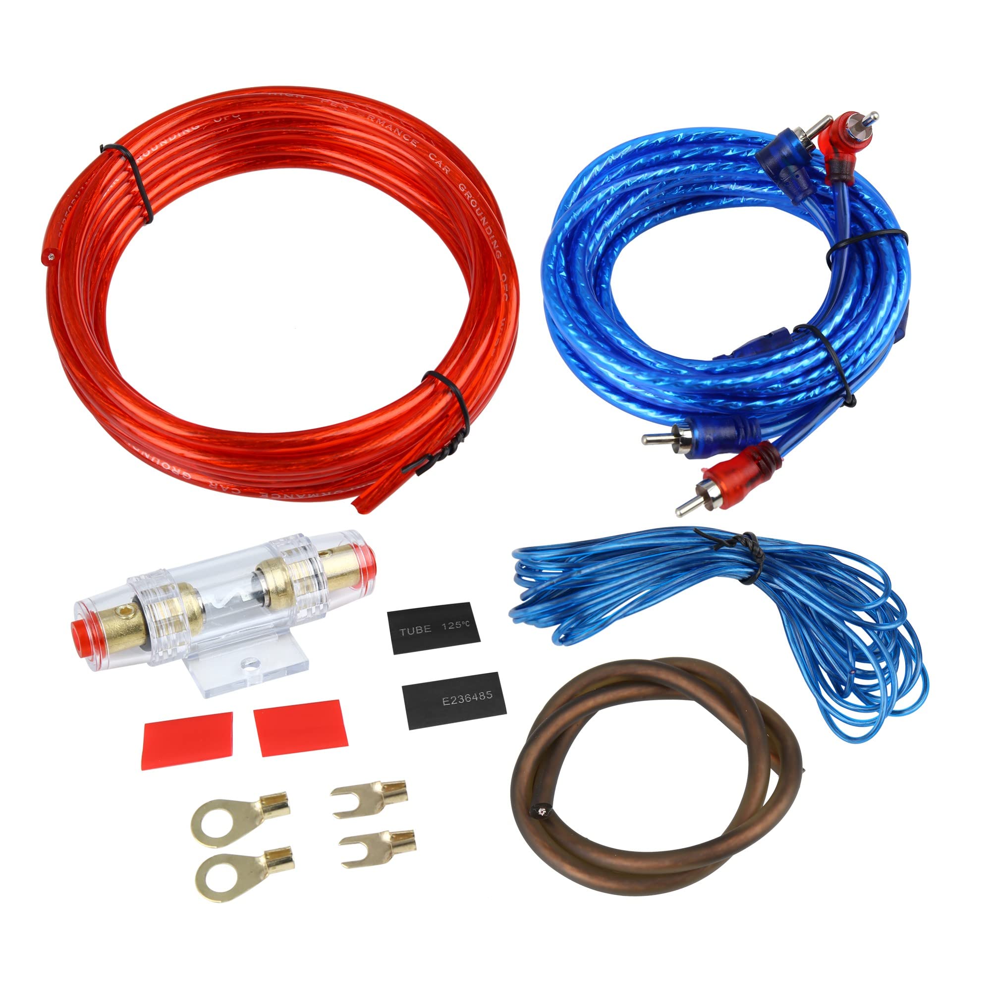 Sound-way Professional Car Amplifier Wiring RCA Audio 60Amp Fuse Cable Set 2 channels