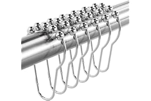 Titanker Shower Curtain Hooks Rings, Rust-Resistant Metal Shower Curtain Hooks for Bathroom Shower Rods Shower Hooks Shower Rings for Curtain - Set of 12, Chrome