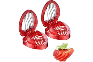 2-Piece Set, Stainless Steel Strawberry Slicer, Suitable for Kitchen Fruit Slicing to Decorate Desserts, Cakes, Bread, etc. A