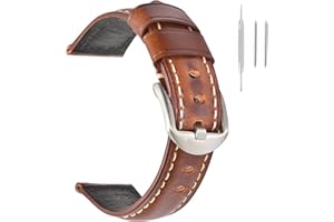 Vintage Leather Watch Band EACHE Watch Strap Oil Wax/Discolored Litchi Grain Genuine Leather Replacement Watchband for Men for Women 18mm 19mm 20mm 21mm 22mm 23mm 24mm