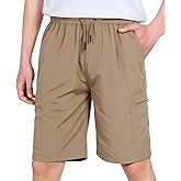 TLAENSON Boys Lightweight Cargo Shorts Youth Drawstring Quick Dry Shorts Kids Hiking Short with Zipper Pockets