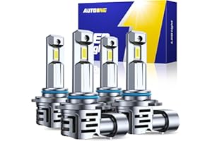 AUTOONE 9005 9006 LED Bulbs Combo 6500K Cool White, 800% Brighter HB3 HB4 Lights, 1:1 Halogen Mini Size Direct Replacement Fog Lamps, 70,000Hrs Lifespan, Plug and Play, Pack of 4
