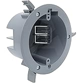(Pack of 1) 4'' Old Work Round Electrical Box, One-Gang Grey PVC Junction Box, 18 Inch Capacity, Round Ceiling Remodel Box with Built-in Mounting Tabs, Three Mounting Wings, 2-Hour Fire Rated Walls
