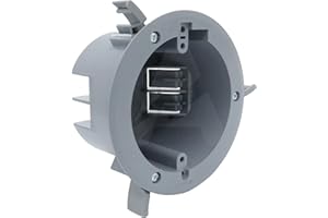 AIRMONT PRODUCTS (Pack of 1) 4'' Old Work Round Electrical Box, One-Gang Grey PVC Junction Box, 18 Inch Capacity, Round Ceiling Remodel Box with Built-in Mounting Tabs, Three Mounting Wings, 2-Hour Fire Rated Walls