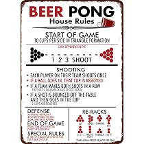 Amazon.com: EICOCO Beer Pong House Rules 8” x 12” Retro Metal Tin Vintage  Wall Art Sign : Home & Kitchen