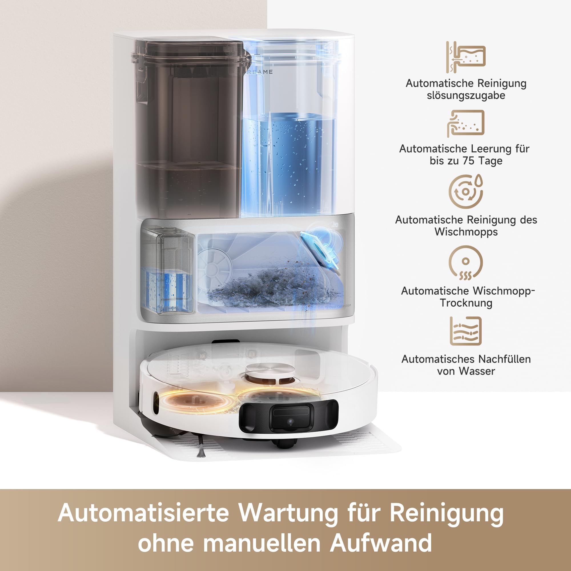 dreame L10s Ultra Gen 2 Saugroboter mit Wischfunktion,MopExtend? RoboSwing-Technologie, 10.000 Pa Vormax?-Saugkraft, Haustiermodus, vollautomatischer Basisstation,vielseitiger Teppichreinigung