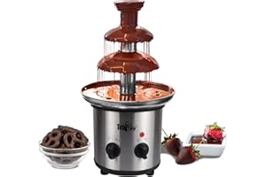 Total Chef 3 Tier Chocolate Fountain - Electric Fondue Machine, 1.5 Lbs Capacity, Melts Hot Dark Dipping Chocolate For Party,