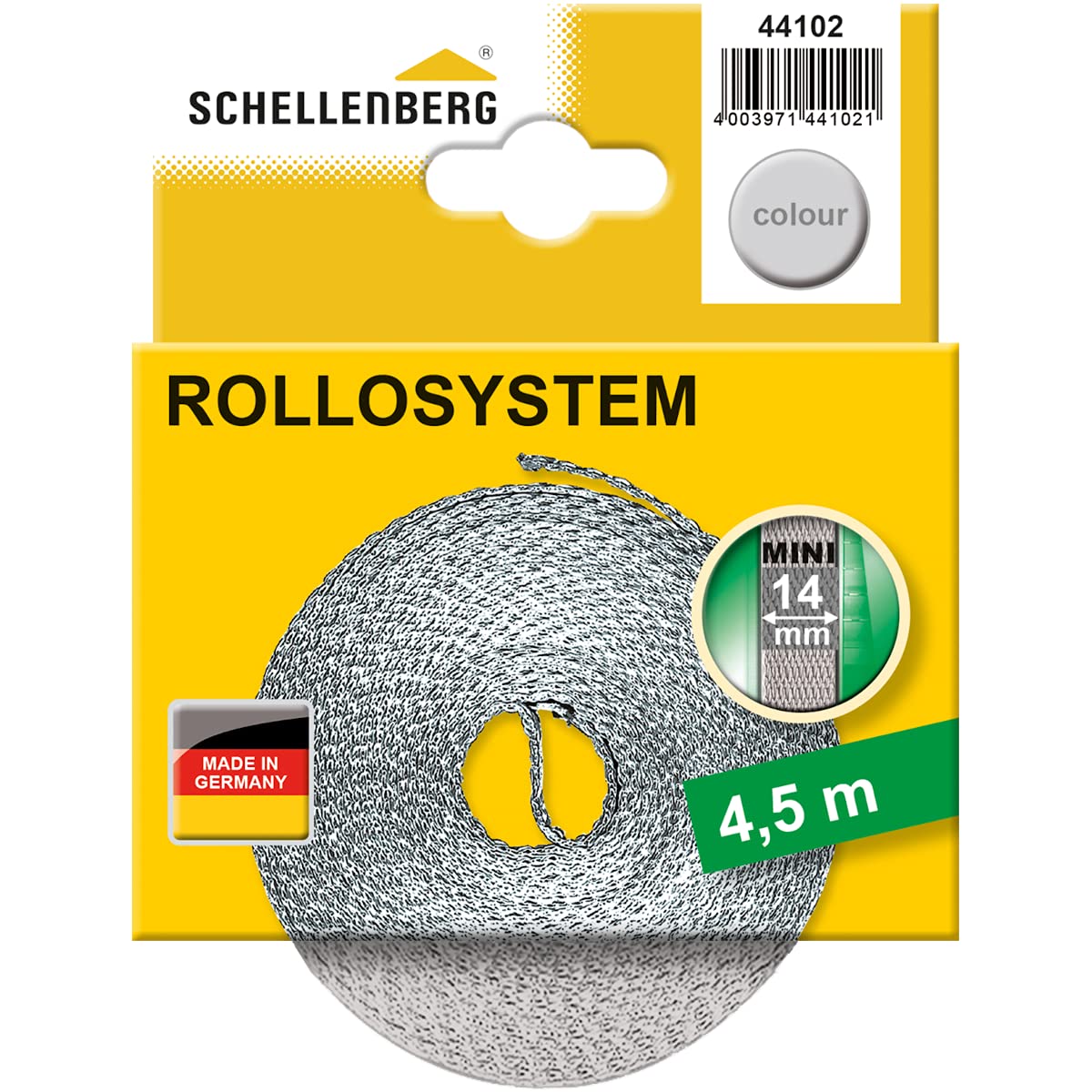 Schellenberg 44102 5 Retractable Belt Width: 14 mm Mini System, Grey, 4.5 m