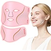 Red Light Therapy for Face & Neck, LED Red Light Therapy Mask for Anti-Aging, Wrinkle Reduction, and Skin Firming, Rechargeable LED Face Mask Light Therapy, 7 Modes, 5 Levels, Home & Travel Use