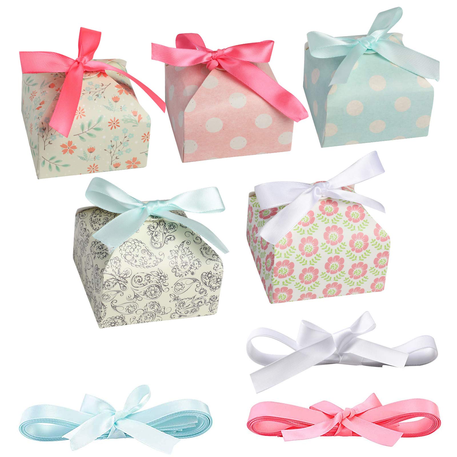 Surflyee 20 Piece Wedding Favour Boxes - Small Gift Boxes with Ribbon, Candy & Party Favours, Use for Dessert, Birthday & Wedding Gifts