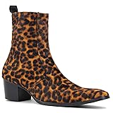 OSSTONE Men Chelsea Ankle Boots Leather Pony Hair