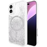 Case-Mate iPhone 16 Plus Case [Compatible with MagSafe] - Sparkly Liquid Glitter Phone Case with 12ft Drop Protection - Premium Magnetic Cover for iPhone 16 Plus - Silver Waterfall
