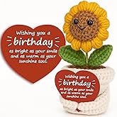Crochet Sunflower Plush – Inspirational Funny Happy Birthday Gifts for Women, Mom, Best Friend, Coworker – Unique Gift ideas for Her, Him, Boyfriend, Girlfriend, Cute Keepsake & Birthday Decorations