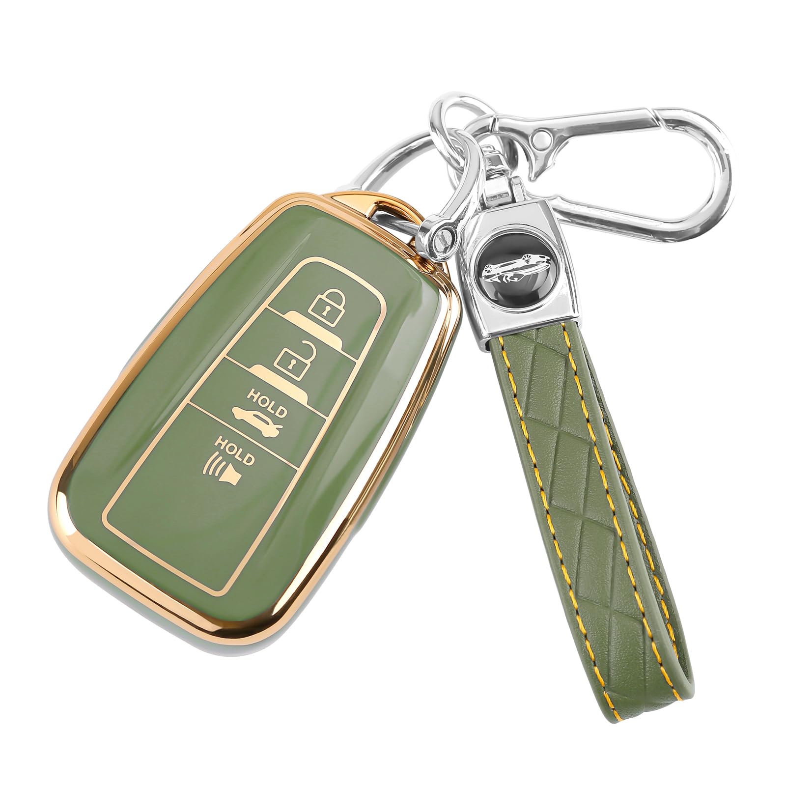 Photo 1 of COGEEK Key Fob Cover with Keychain, Premium Soft TPU Key Case 360°Protection Keychain Case,for Camry Highlander RAV4 Corolla Avalon C-HR Prius GT86 Smart Key Protector (Green)
