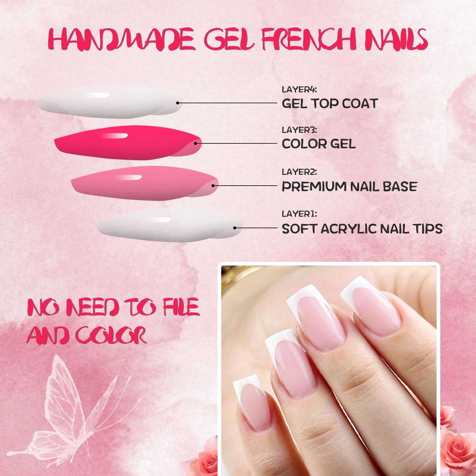 AddFavor 120pcs White French Tip Press on Nails Medium Square Fake Nails Nude False Nails Square French Press ons Square Nail Acrylic Artificial Nail with Adhesive Tab for Women Girls - Image 5