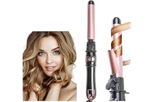 DOPHEUOR Automatic Curling Wand 28mm/1.1 inch Rotating Curling Iron for Short Long Hair LED Display Professional Waver Hair Fast Heating (Rose Gold)