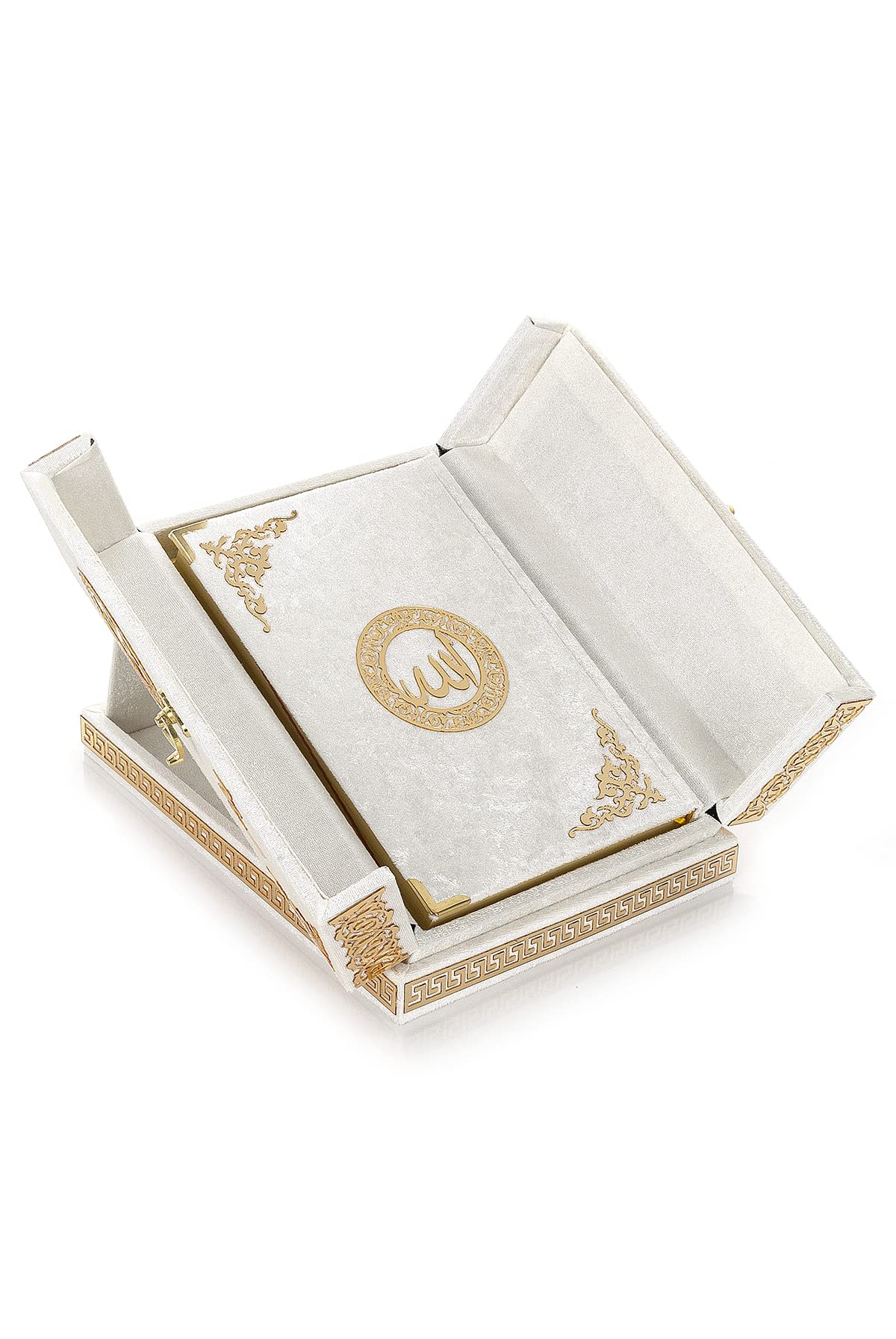 Photo 1 of ihvan online Special Elegant Velvet Covered Decorative Box, Velvet Covered Quran Book in Arabic, Islamic Decorations for Home, Muslim Home & Table Decor, Perfect Islamic Ramadan Eid Gifts, White