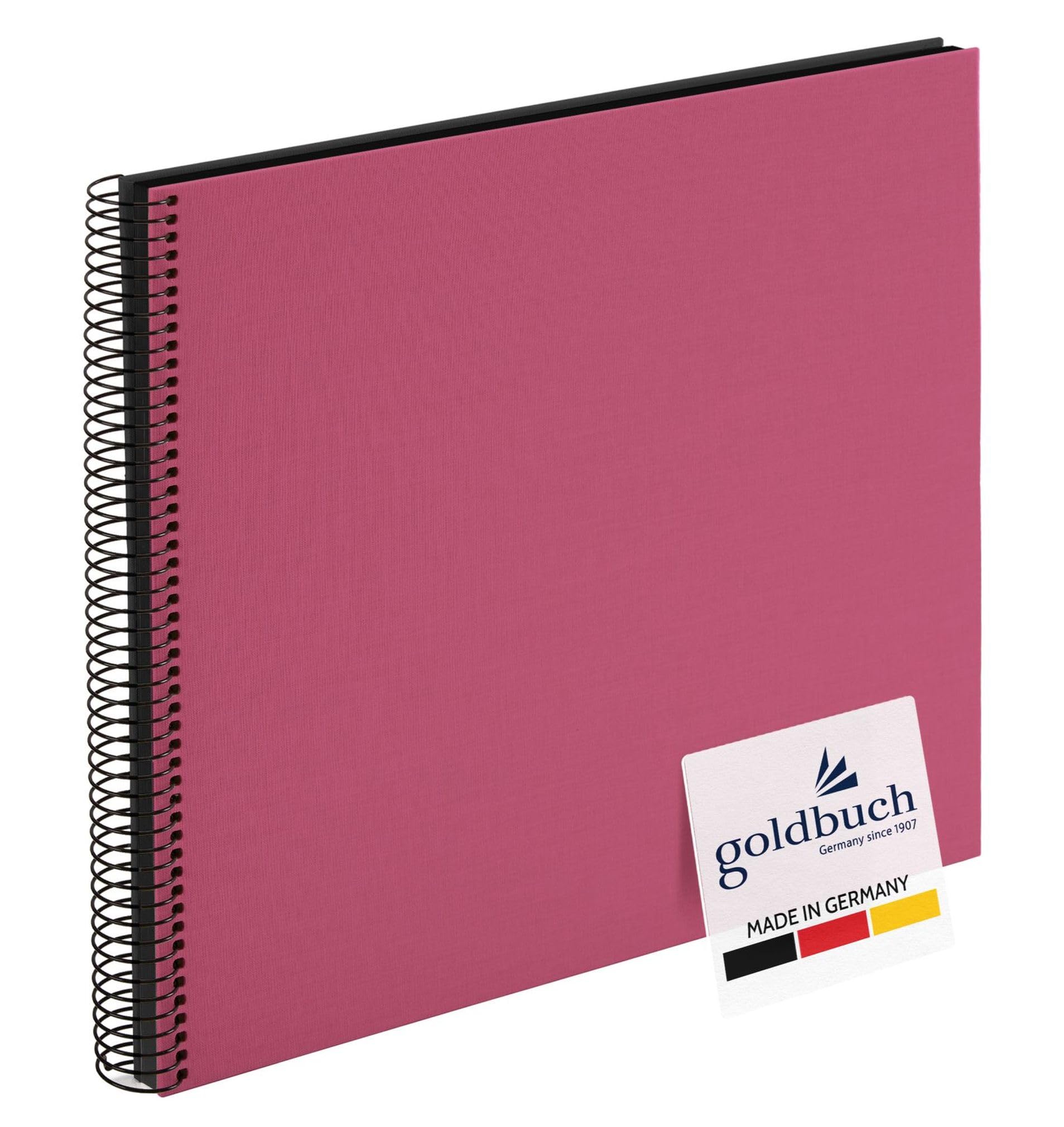 goldbuch Bella Vista 25 508 Spiral Album, Photo Album 35 x 30 x 1.5 cm - Spiral Diameter 2.8 cm, Photo Album, 40 Black Pages, Linen Memory Album, Photo Book for Pictures and Photos to Stick, Fuchsia