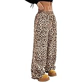 Sujama Leopard Sweatpants Womens Cheetah Print Baggy Wide Leg Pants 2025 Casual Lounge Barrel Trousers with Pockets