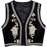 Verdusa Women's Cowgirl Vest Western Outfit Linen Vest Embroidered Boho Tops