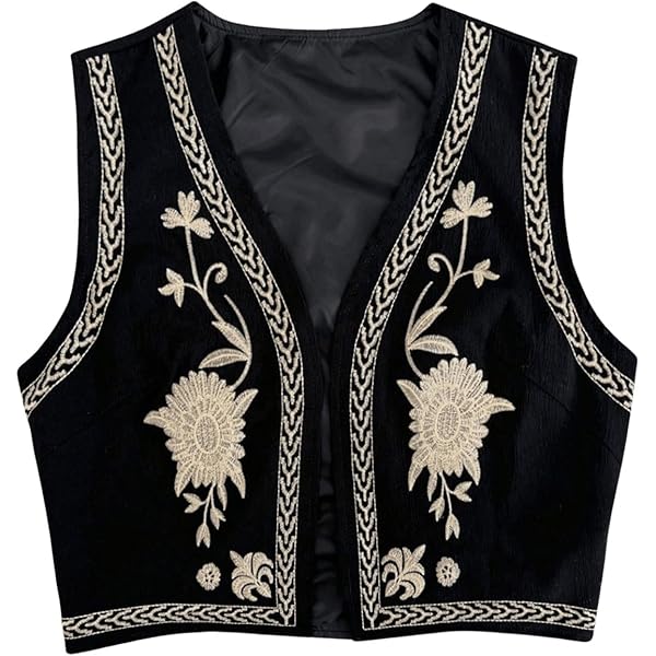 Gilet Tricot Femme GORGLITTER – Sans Manches Court Vintage – Broderie Crochet – Cardigan Léger D'Automne