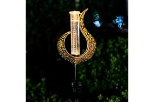 Venniy Rain Gauge Outdoor Decorative, Solar Garden Rain Gauge, 7" Capacity Glass Tube Metal Flame Shape for Garden Yard Lawn…