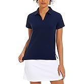 Stelle Women Golf Polo Shirts Tennis Shirt Short Sleeve V Neck Quick-Drying Collared Top