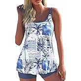 ROSEWE 2025 Tankini Swimsuits for Women, Two Piece Bathing Suits with Shorts, Modest Tank Top Swim Dress