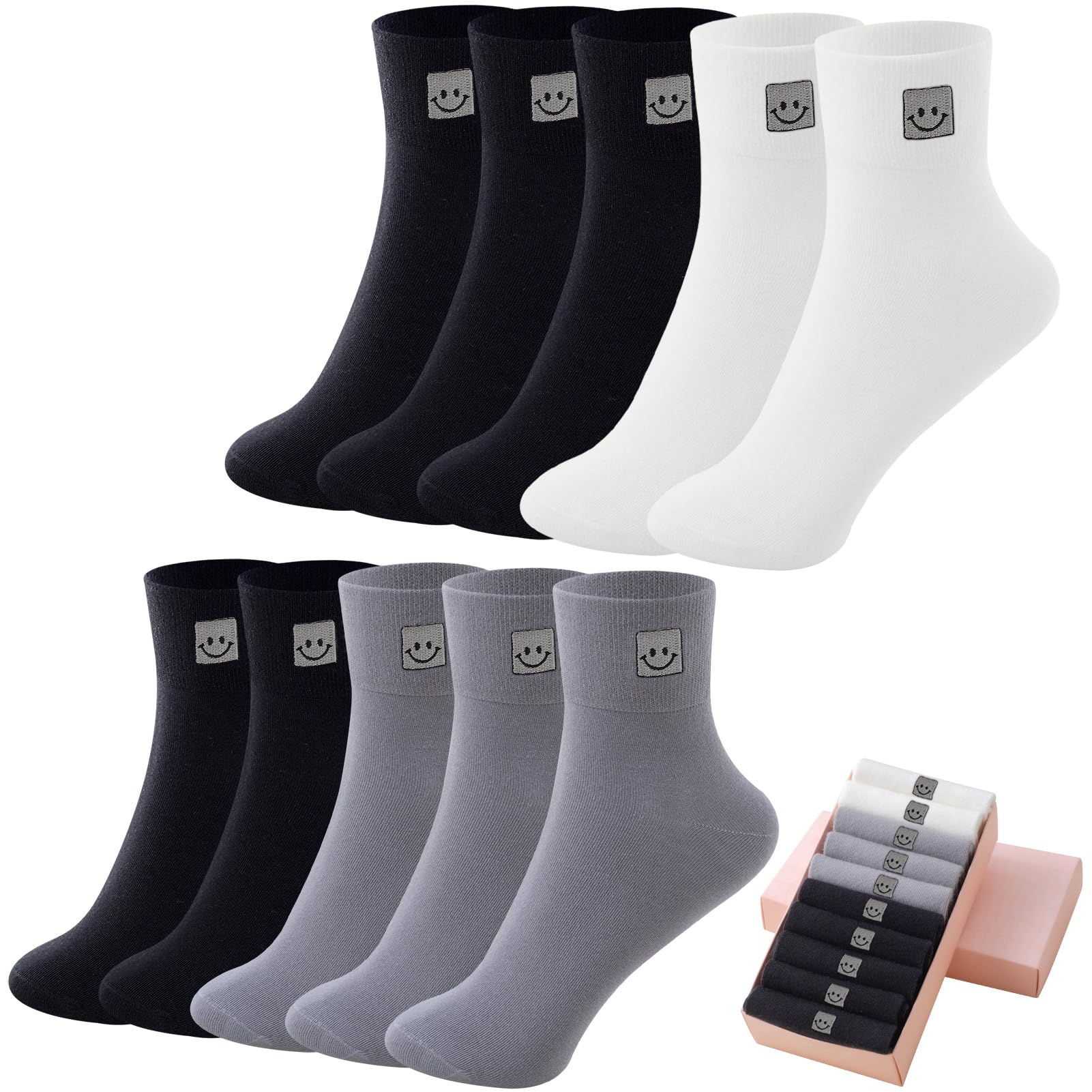 Photo 1 of HUGSWEET Thin Soft Cotton Crew Socks for Women Ankle above Bootie Socks Gifts for Women 5-10 Pairs