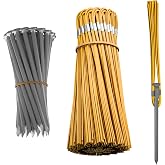 LGRAHED Playing Field Marking Whisker, Property Line Markers 6 Inch Whiskers with Lightweight Aluminum Stakes for Ground Markers, Survey Stakes, Construction Markers, Trail Markers(Yellow, 25 Pack)