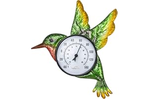 HOBYLUBY Indoor Outdoor Thermometer, Hummingbird Wall-Mounted Thermometer Waterproof for Patio Garden Yard & Living Room, No Battery Needed