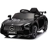 Winado 12V Licensed Mercedes Benz AMG GTR Kids Ride on Electric Car, Black | Electric Vehicle w/Parent Remote, Bluetooth, Wider Seat, LED Lights, Openable Doors, Smooth Start, 3 Speeds