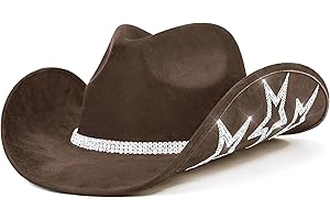 Keilin Rhinestone Cowgirl Hat Disco Cowboy Hat Felt Western Nashville Bachelorette Party Hat for Teens and Adults