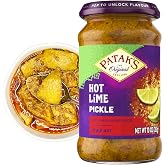 Patak&rsquo;s Hot Lime Pickle - Authentic Indian Relish w/Lime Dices, Mustard Seeds &amp; Aromatic Spices - Perfect for Sandwiches, Curries, Salads &amp; Cold Meats - Vegan Spicy Pickle - 10oz Jar (Pack of 1)