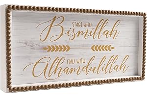 flangairy Bismillah Wall Decor Islamic Start With Bismillah End With Alhamdulillah Wall Art Arabic Muslim Allah Quran Mashallah Sign Ramadan Table Dining Room Home Eid Mubarak Decoration