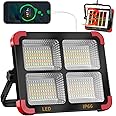 100W Rechargeable Work Light - 10000LM Portable LED Light IP66 Waterproof Floodlight with 5 Modes, USB Rechargeable Lamp Solar Outdoor Working Light for Camping, Building, Workshop, Garage, Emergency
