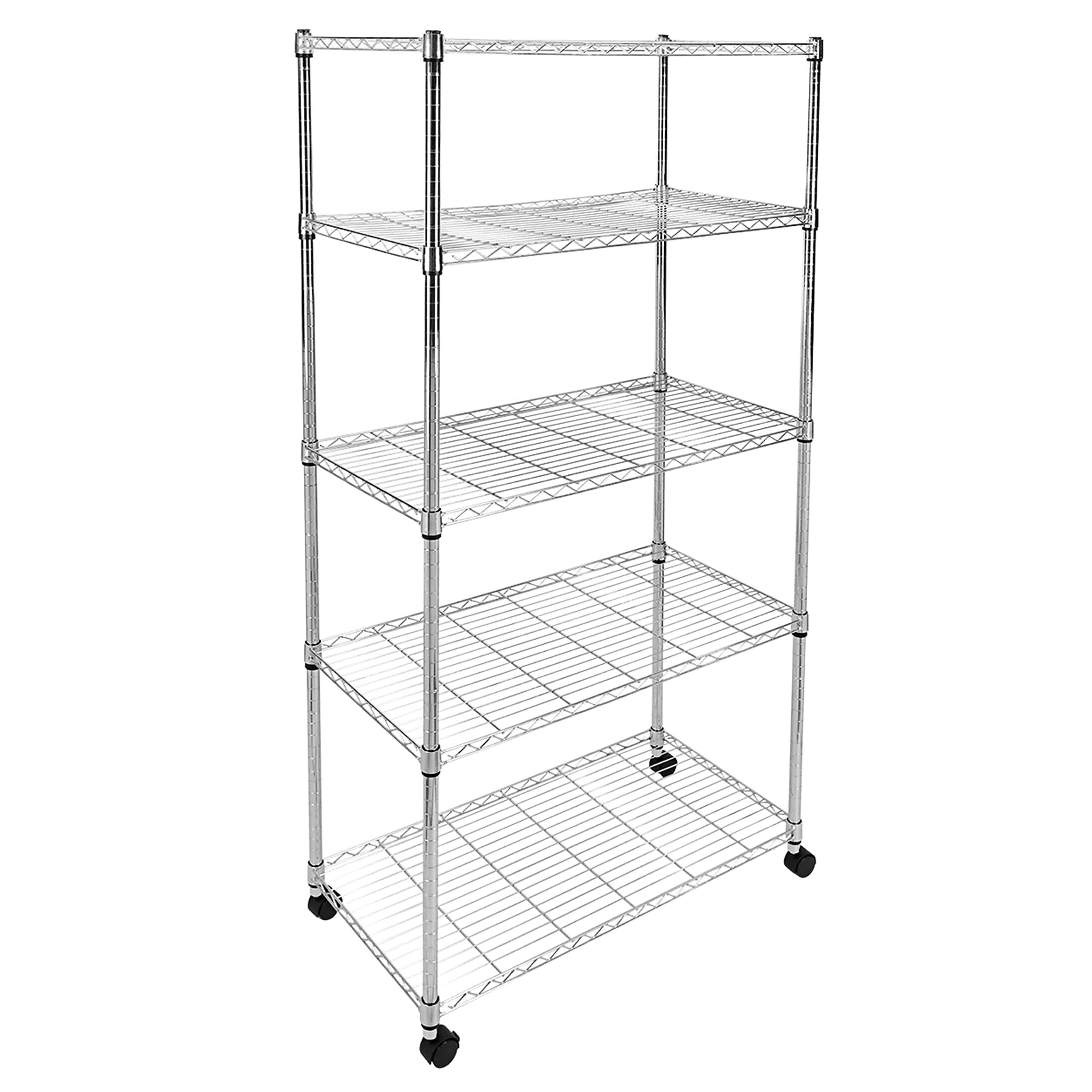 Simple Deluxe Heavy Duty 5-Shelf Storage Shelves, 1750Lb Loading Capacity, 35.43" W x 17.72" D x 70.87" H Adjustable Shelving Unit with Wheels, Chrome Image