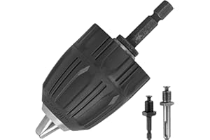 Eumtenr 0.8-10mm 3/8-24UNF Keyless Drill Chuck for 3/8-24UNF Thread Spindle,with 1/4" Hex Shank and SDS Plus Shank Quick Conversion Adaptor (Black)